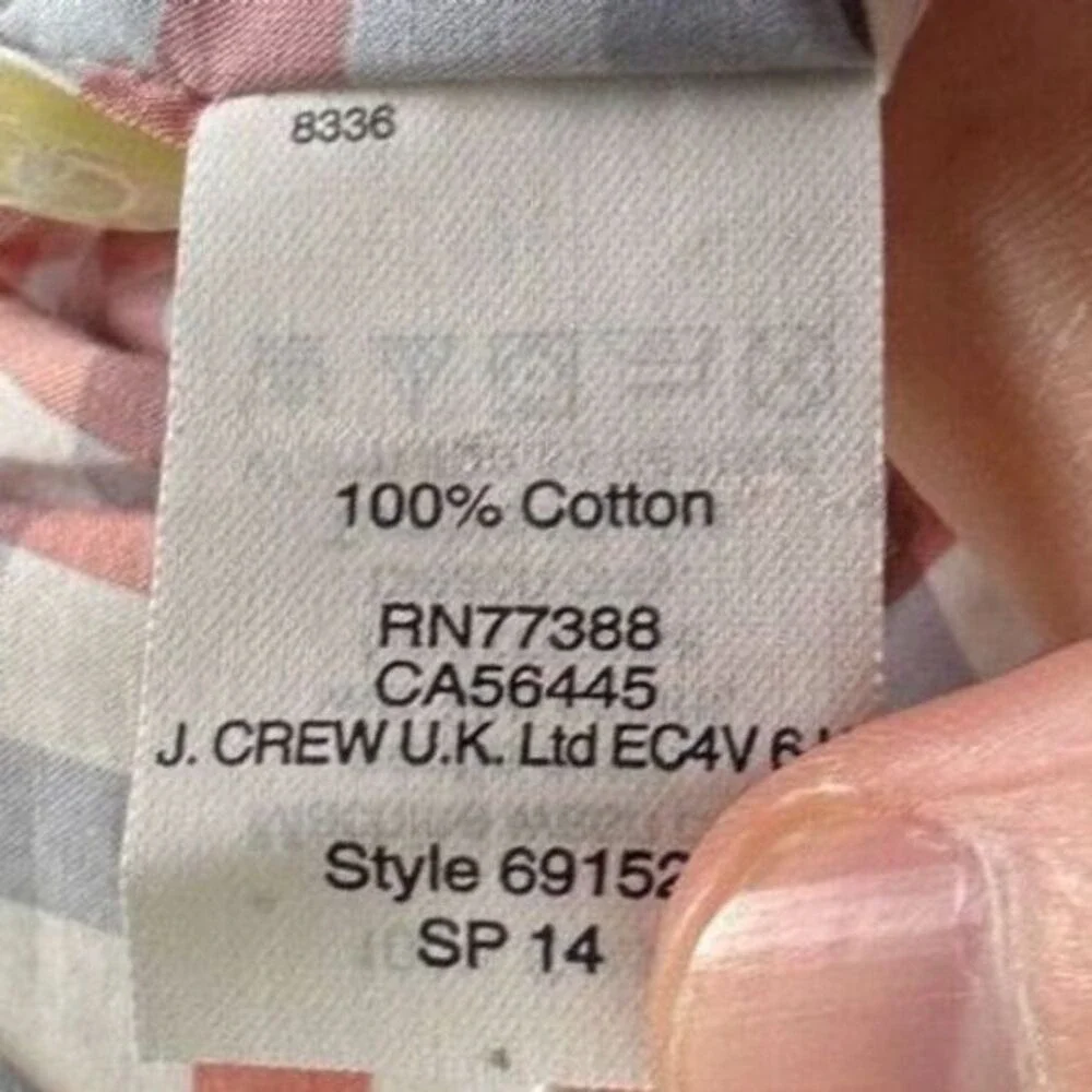 J Crew Button Down Shirt Adult Large Red Blue Plaid Lightweight Long Sleeve Mens